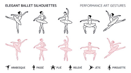 Ballet Dancers Silhouettes and Poses © Yunan