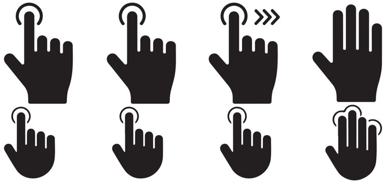 Set of hand touch screen gestures for mobile interface icons vector illustration eps 10