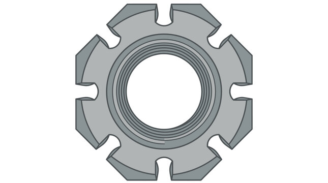 Slotted castle nut mechanical fastener component with internal threads illustration