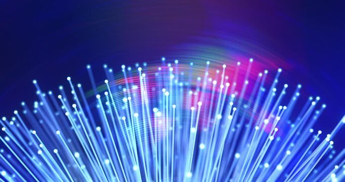 Abstract fiber optic cables glowing with high speed data transfer background. Loopable Abstract Background Animation.