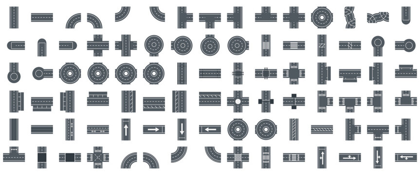 Top Down Road Network Icons For Maps