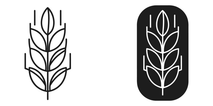 Wheat ear logo line graphic on white and black background with abstract lines suggesting growth and harvest
