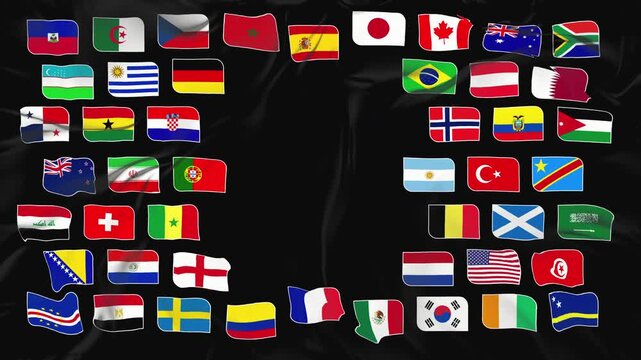 World Cup 2026. Flag animation with all 48 teams. Highest quality and 16-bit color depth.