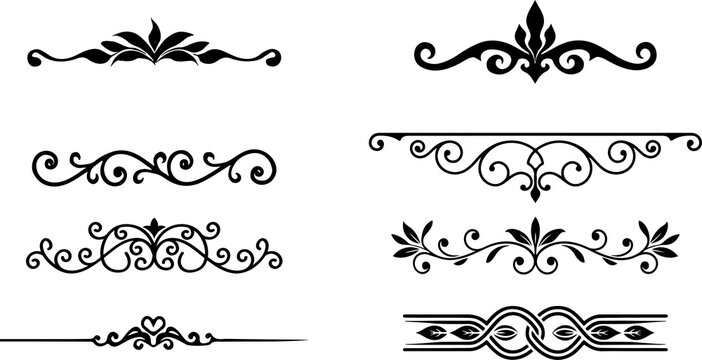 Elegant ornate decorative borders and dividers collection with decorative