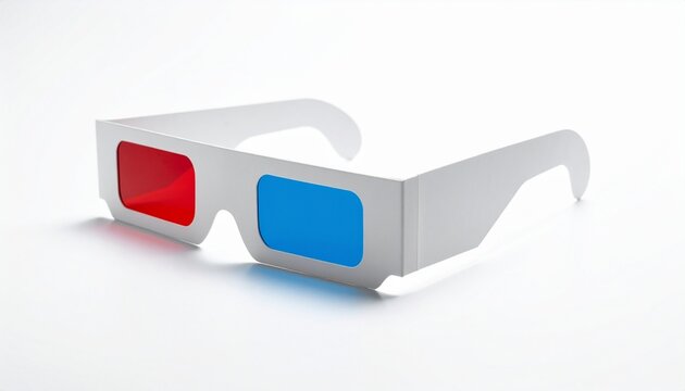 Paper anaglyph glasses. Isolated render on a white background isolated on bright white background.