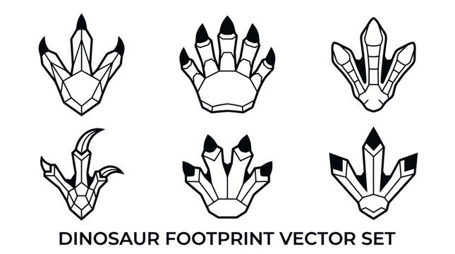 Dinosaur Footprint Vector Set: Ancient Tracks Collection