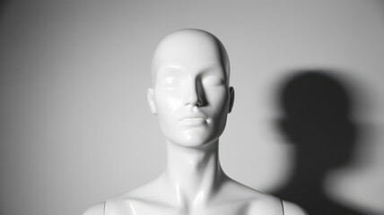 Fototapeta premium Glossy white mannequin head bust portrait isolated on white background