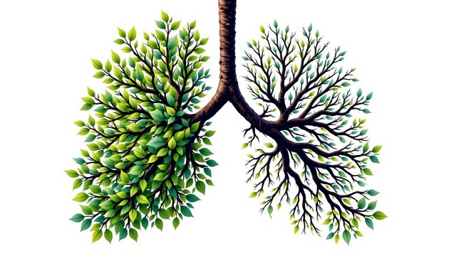 Contrast Lush and Barren Branches Shaping Lungs