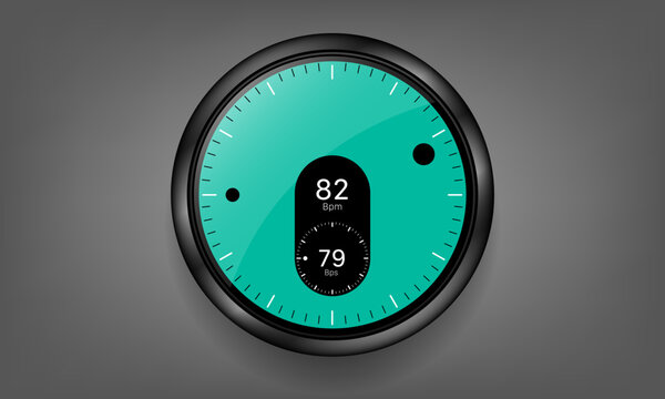 Smartwatch Face UI With Heart Rate Monitoring Display