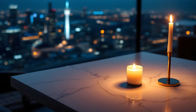 Restaurant table reserved with rose and candle centerpiece