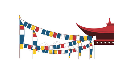 Buddhist Prayer Flags and Temple Roof © anting