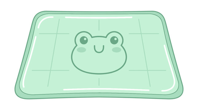 Green Frog Face Cooling Gel Crate Mat Vector for Kawaii Pet Accessories