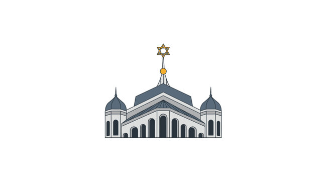 Modern Jewish Synagogue Building with Star of David