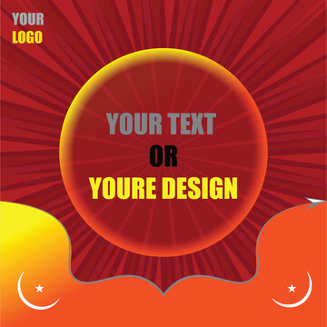 Vibrant red and orange template with sunburst design and text space for logo and custom content.100% Editable file for your design.