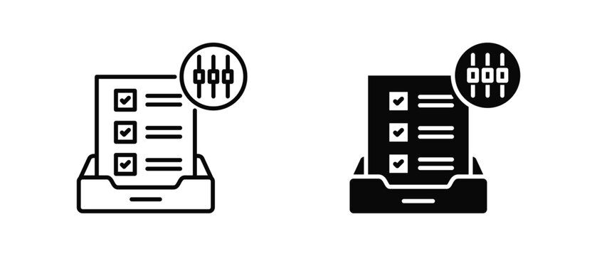 Backlog Control icon set with style outline and solid for design and presentation.