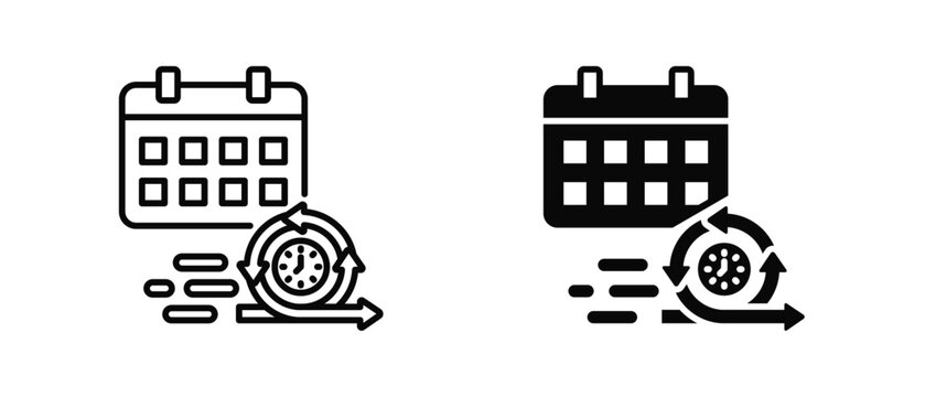 Sprint Planning icon set with style outline and solid for design and presentation.