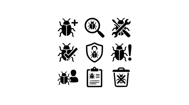 Insect icons represent various pests and extermination methods on a document.