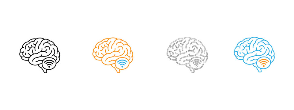 Four simple brain icons in different colors Vector