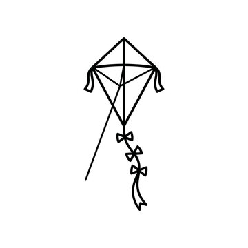 Kite with bow tail flying high.