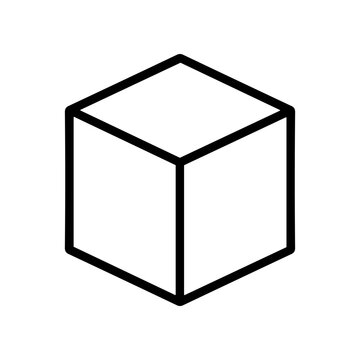 Simple Black Cube Icon Shape.