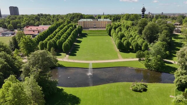 Aerial shot of Frederiksberg Palace in Copenhagen, Denmark