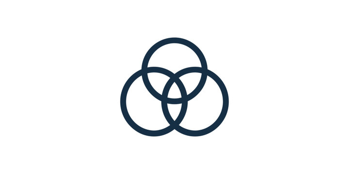 Interlocking Blue Circles Symbolizing Connection and Unity on White Background