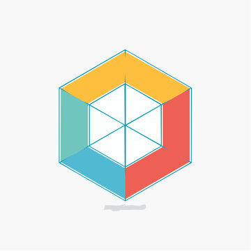 Abstract Hexagonal Prism with Colorful Sections