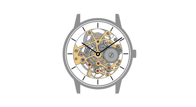 Skeleton Watch Mechanism Close-up, Mechanical Timepiece Gears, Precision Engineering