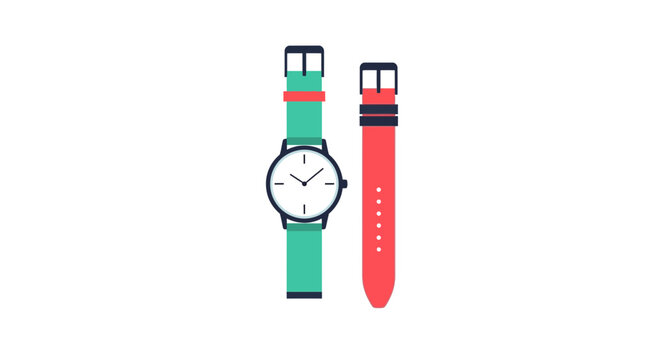 Minimalist Watch with Interchangeable Straps: Green and Red