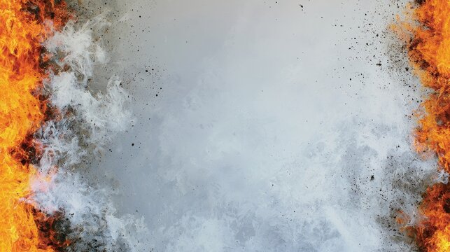 Intense flames engulf smoke and debris in an explosive frame
