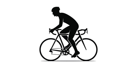 Obraz premium Silhouette of a cyclist on a road bike, racing, active lifestyle, sport, fitness