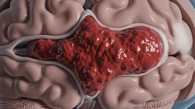 3D animation of camera traveling through a brain hemorrhage