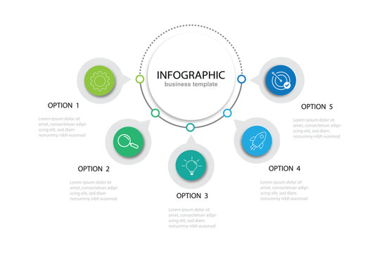 Business Infographic Template Design. minimal concept Timeline with 5 steps, 