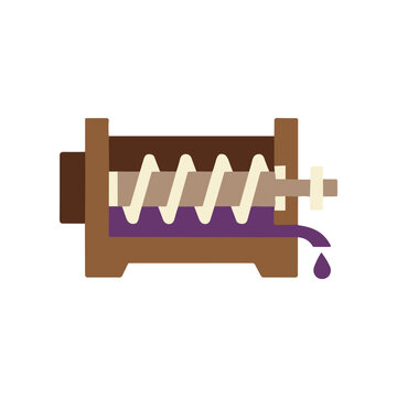 Wine press machine for grape juice.