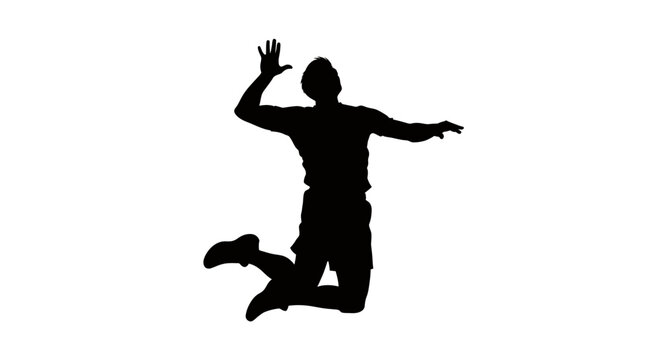 Black silhouette of a man jumping in air