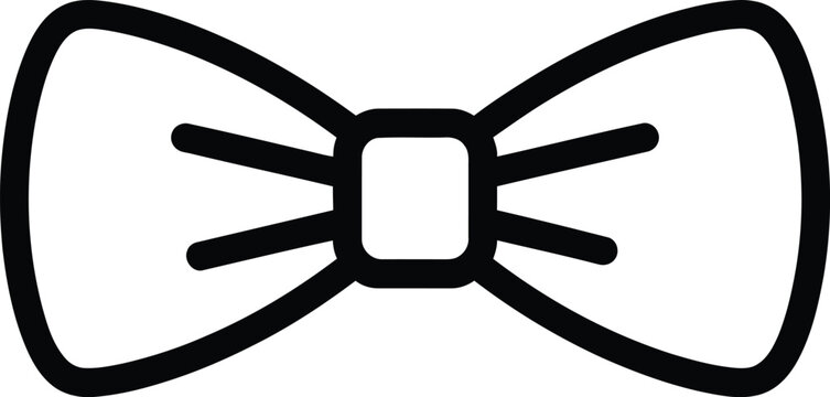 Bow tie line icon vector illustration of formal neckwear fashion accessory for tuxedo black and white.
