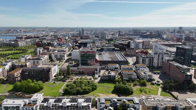 Aerial view of Vastra Hamnen district of Malmo, Sweden