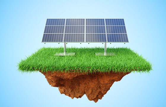 Solar panels. Renewable energy source. 3d-rendering