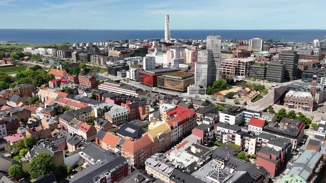 Aerial view of Malmo skyline, Sweden