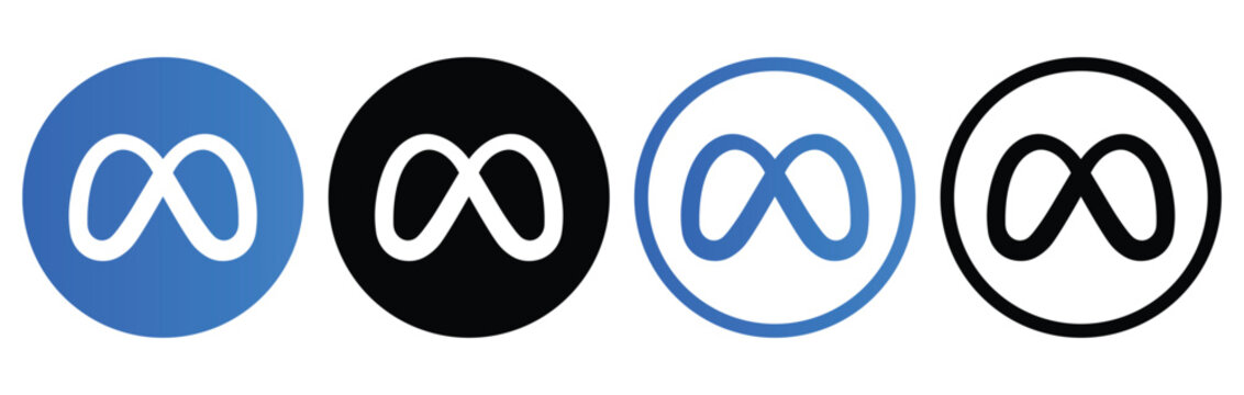 Meta logo icon, Round, Circle, outline styles icon isolated on transparent background. EPS 10
