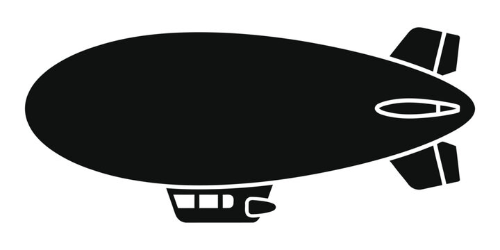 Black silhouette of a blimp or dirigible airship flying in the sky