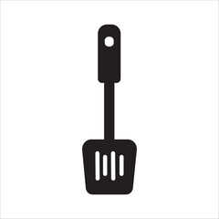 Kitchen slotted spatula line icon. Cooking turner and frying flipper outline vector for culinary, food preparation, and kitchenware design. © Khairul 25