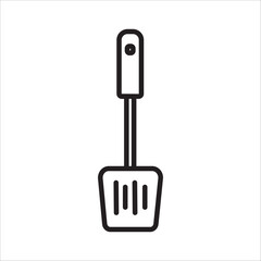 Kitchen slotted spatula line icon. Cooking turner and frying flipper outline vector for culinary, food preparation, and kitchenware design. © Khairul 25