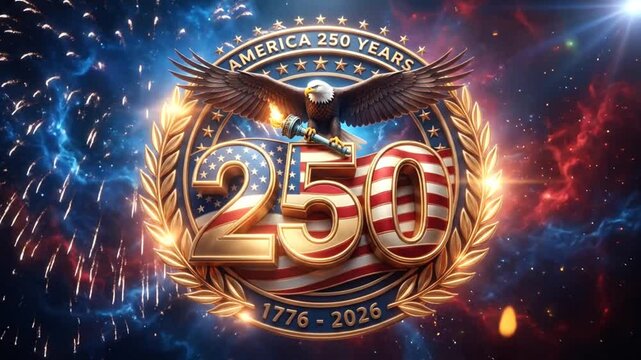 Celebrating America?s 250th Anniversary with Grand Fireworks Show and Emblem Design