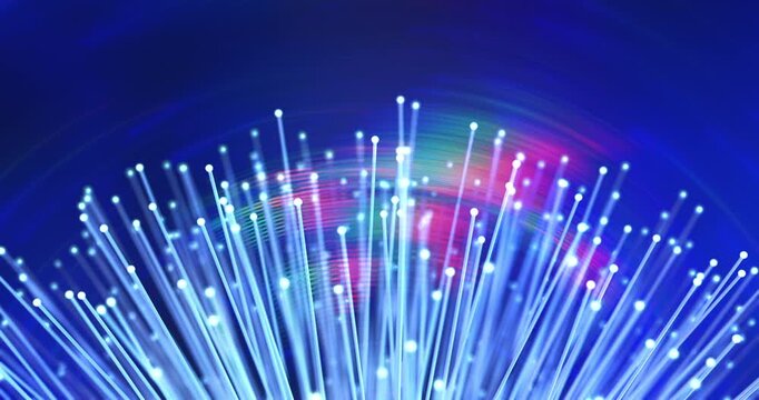 Abstract technology background animation with slowly moving glowing optical fibers. Loopable Abstract Background Animation.