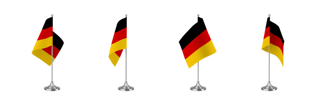 Germany waving national flag on silver flagpole isolated on transparent background