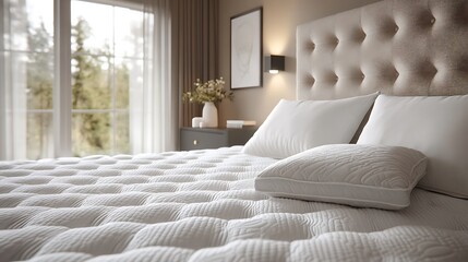 Fototapeta premium Modern Bedroom with Comfortable Memory Foam Bed.