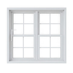 Fototapeta premium A white double hung window with grid panes