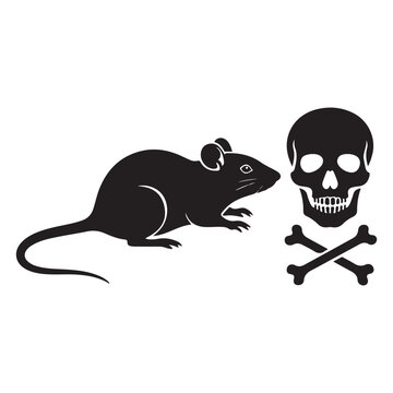 Rat next to skull and crossbones icon. pest control and extermination service vector illustration.
