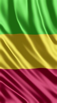 Realistic animation of the Mali flag waving in the wind, ideal for news, travel, diplomacy, patriotic visuals, cultural content, national holidays, educational projects, presentations, and web banners